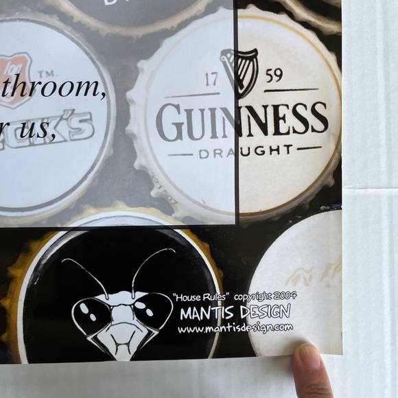 House Rules Beers Mantis Design Fraternity Drinking Classic VTG NEW 24x36 inch - Picture 4 of 7